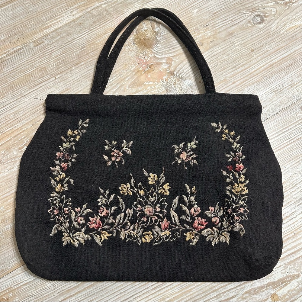 Vintage floral tapestry bag
